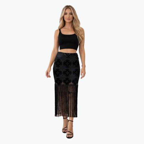 Black Bec + Bridge Velvet Mini  Skirt