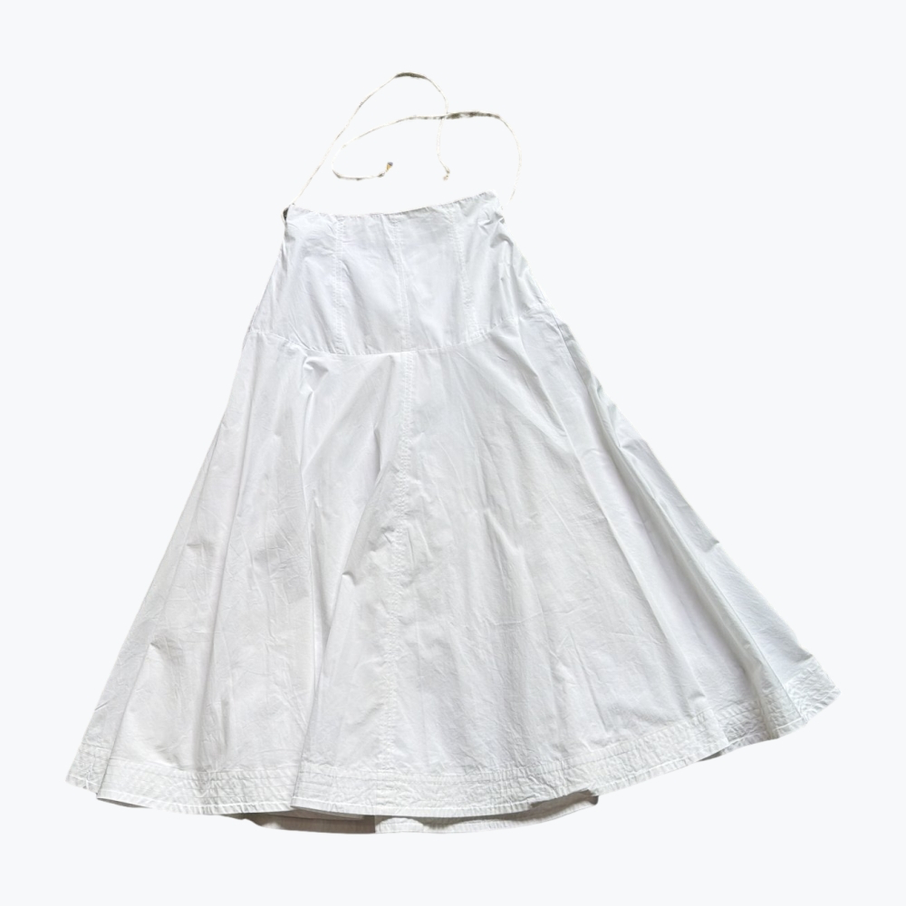White Alemais Cotton Knee Length Dress