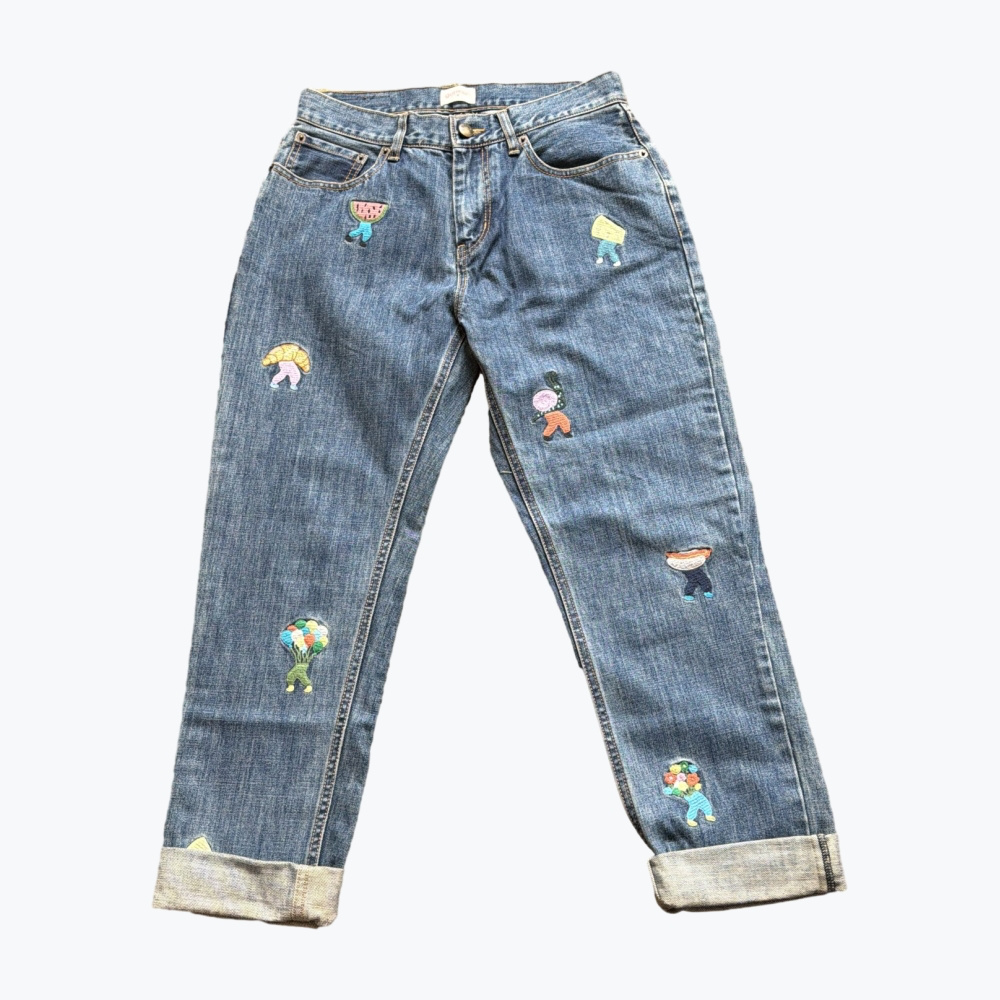 Mid Denim Gorman Cotton Straight Leg Jeans
