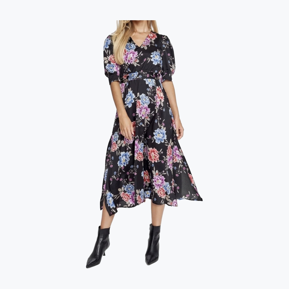 Navy Printed Leona Edmiston Polyester Long Dress