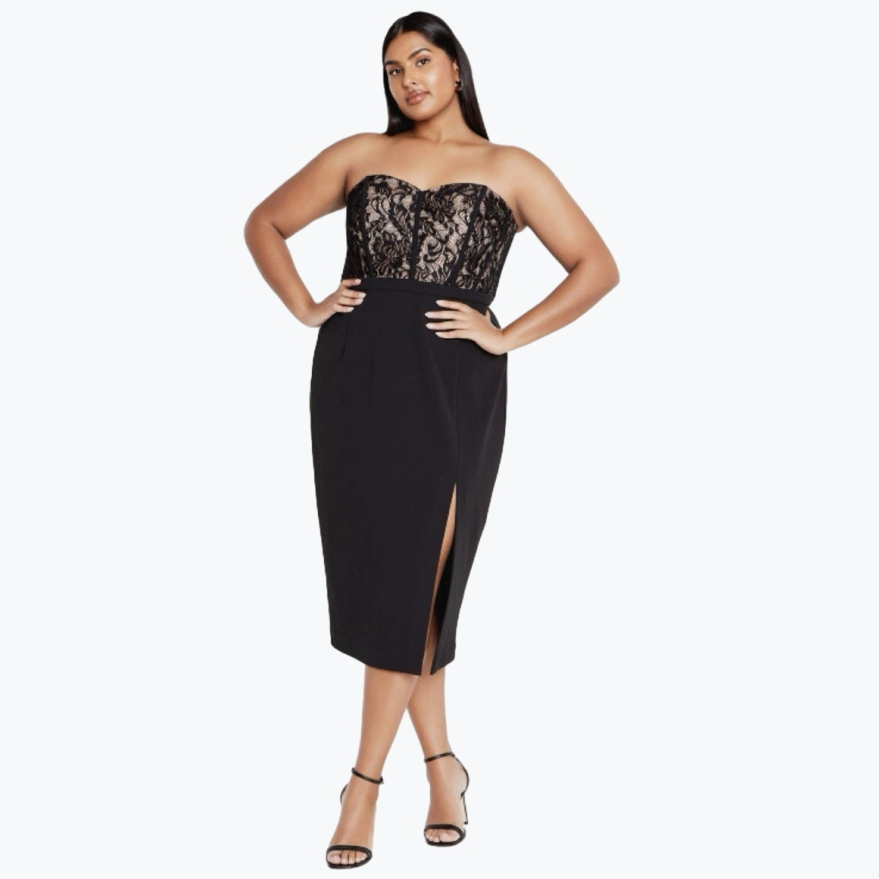 Black City Chic Polyester Knee Length Dress