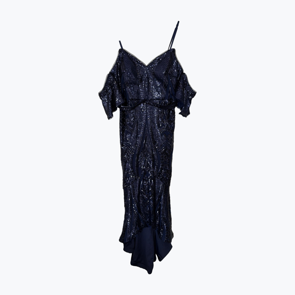 Navy Bariano Rayon Long Dress