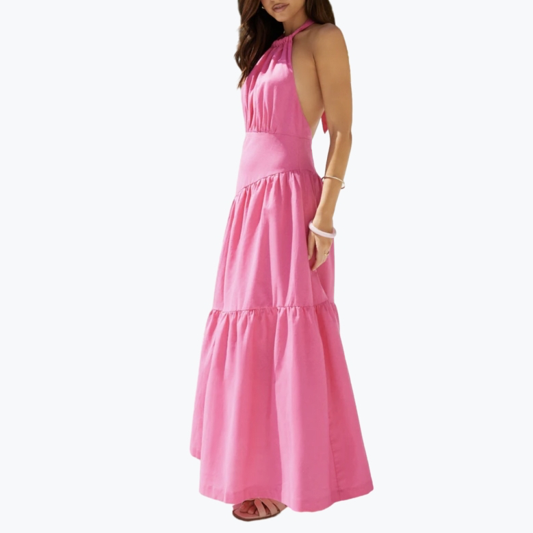 Pink Steele Linen Long Dress