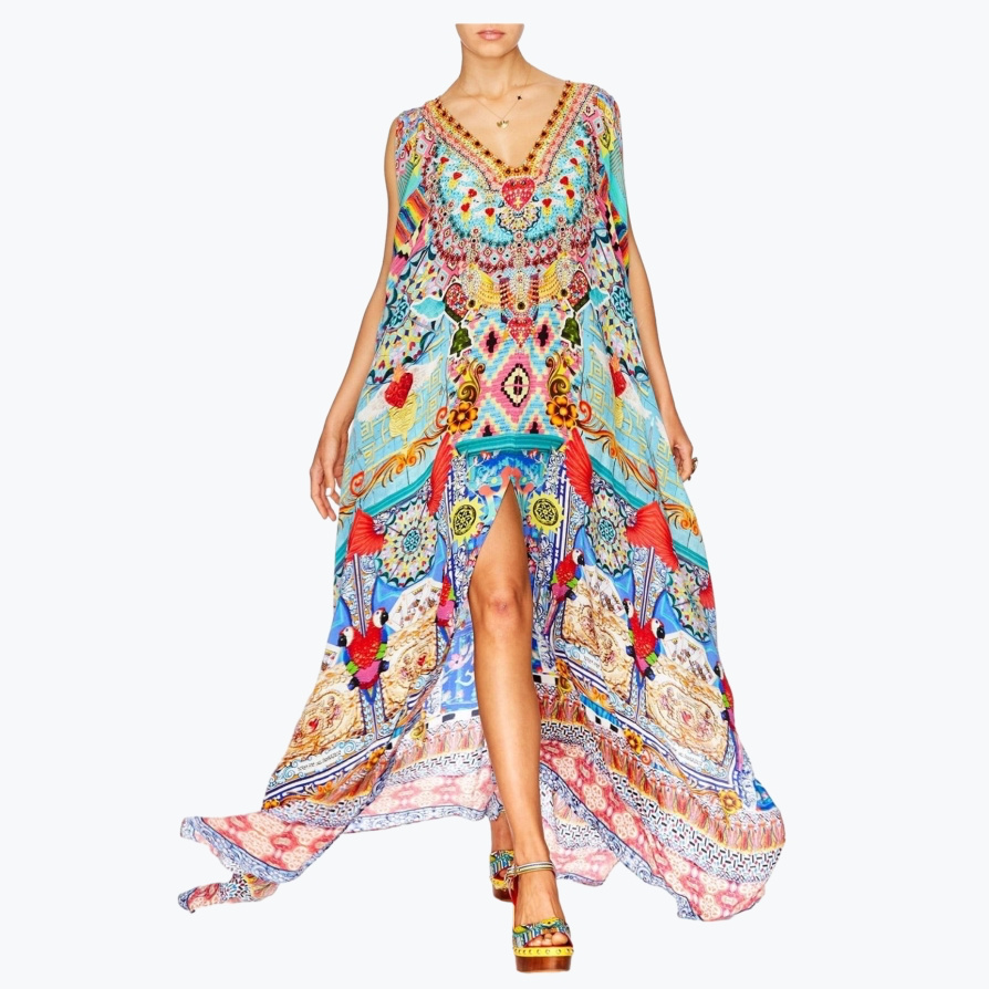 Aqua Camilla Silk Long Dress