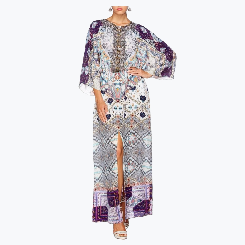 Grey Camilla Silk Long Dress