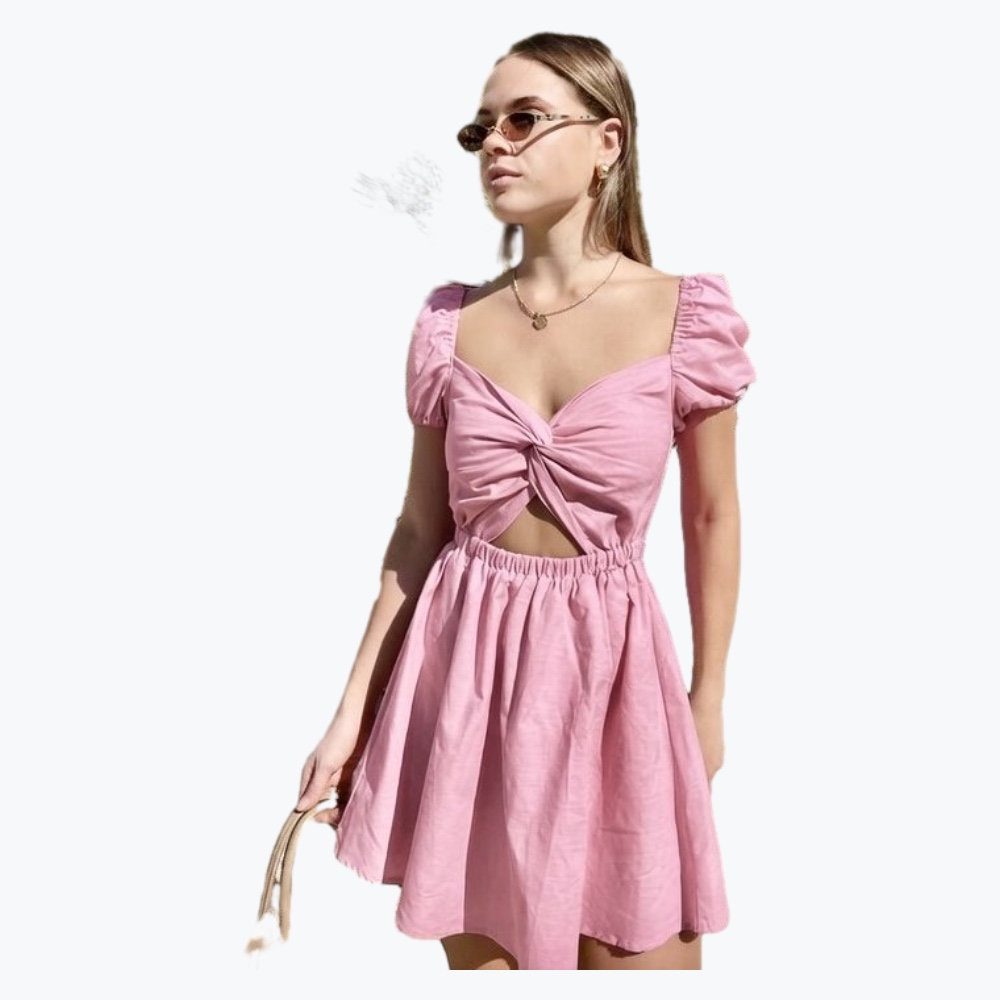 Pink Fayt Cotton Linen Mini Dress
