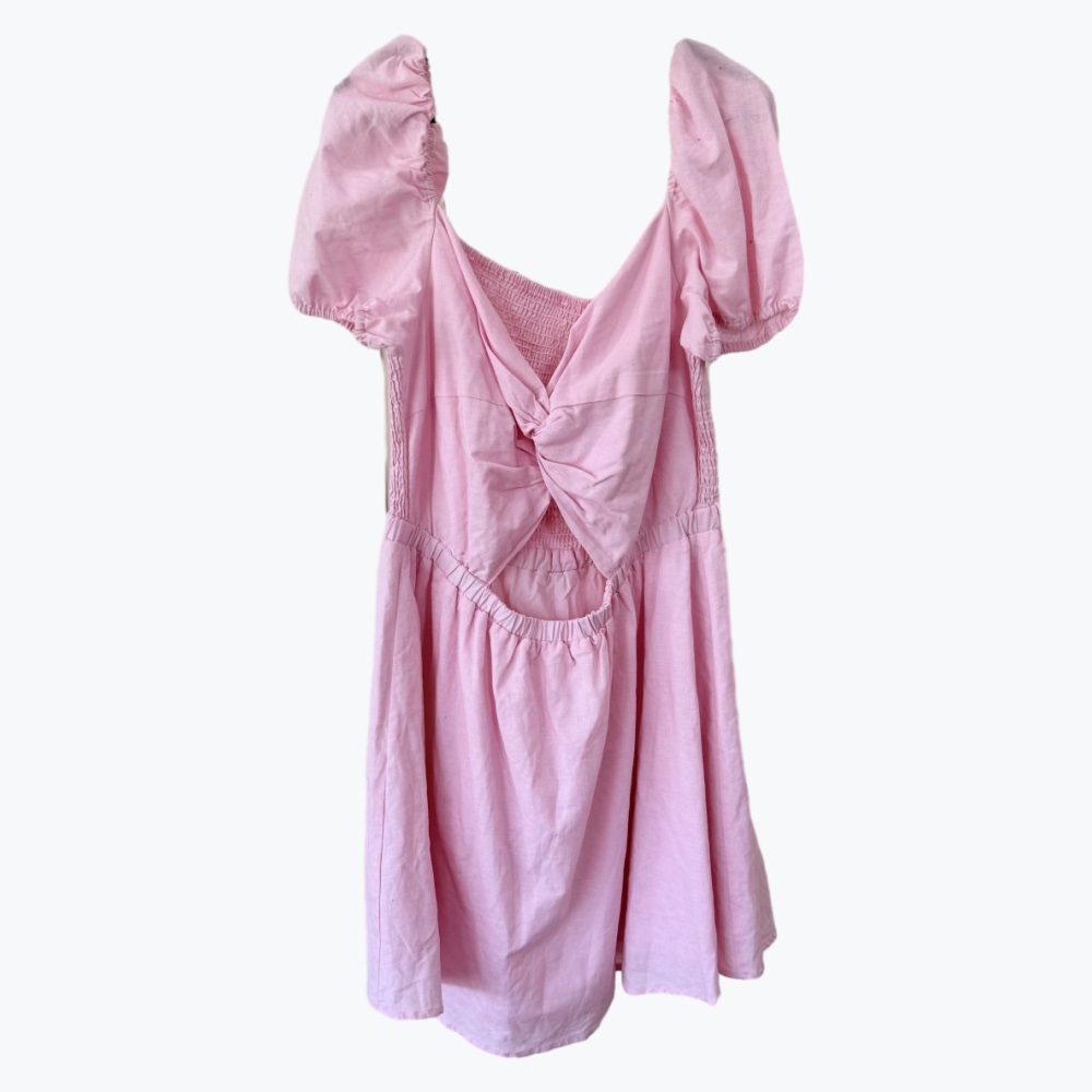 Pink Fayt Cotton Linen Mini Dress