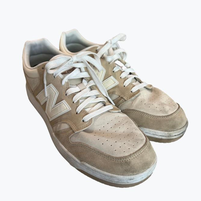 Cream New Balance Leather Casual Sneakers