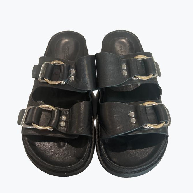 Black Tony Bianco Leather Sandals