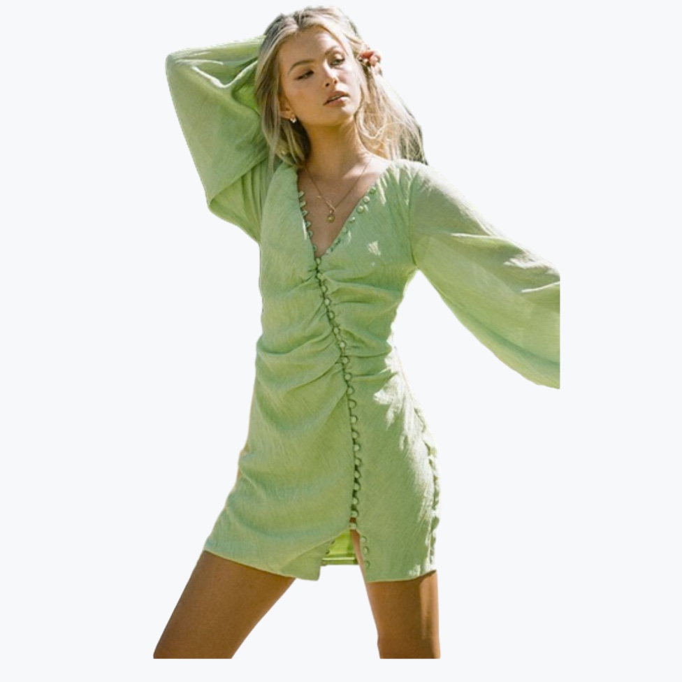 Green Saboluxe Silk Knee Length Dress