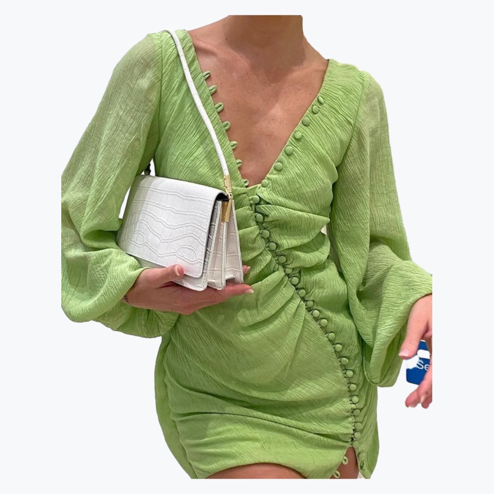 Green Saboluxe Silk Knee Length Dress