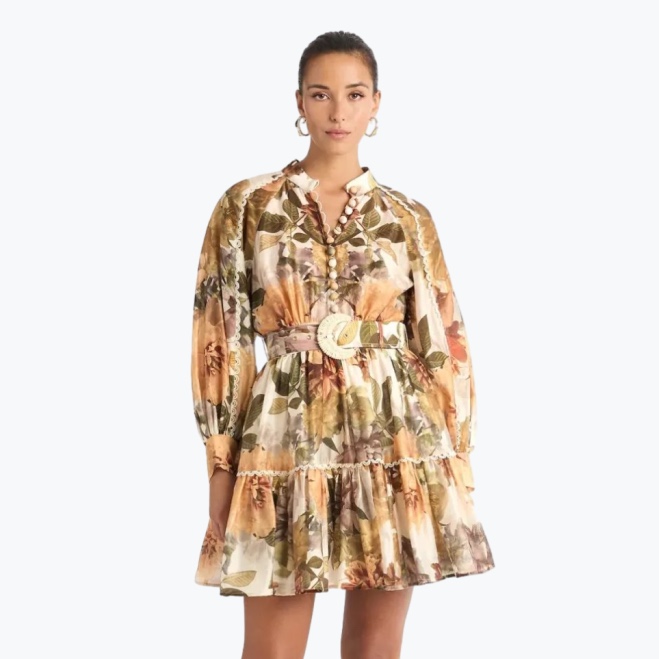 Brown Sheike Polyester Knee Length Dress