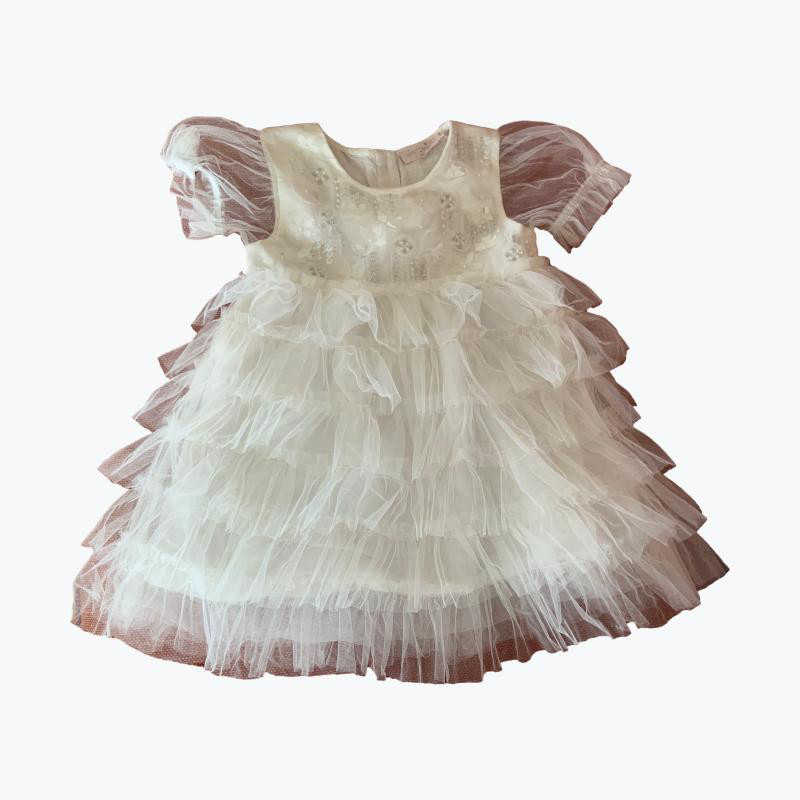 White Tutu Du Monde Polyester Baby Girls Plain Dress