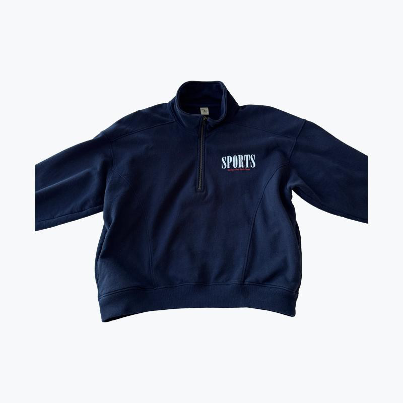 Navy Sporty And Rich Cotton Sweat Top