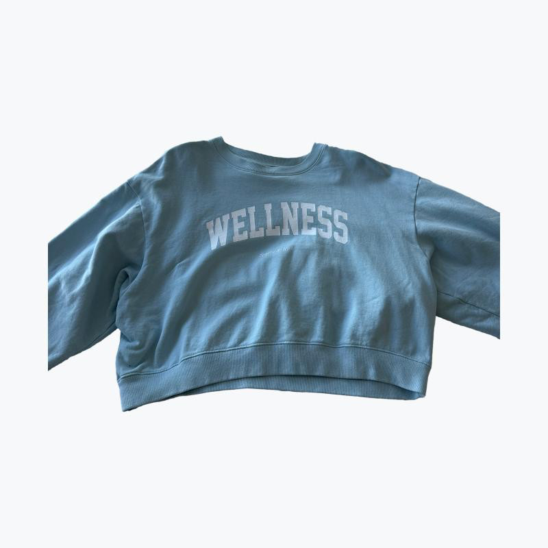 Pastel Blue Sporty And Rich Cotton Sweat Top