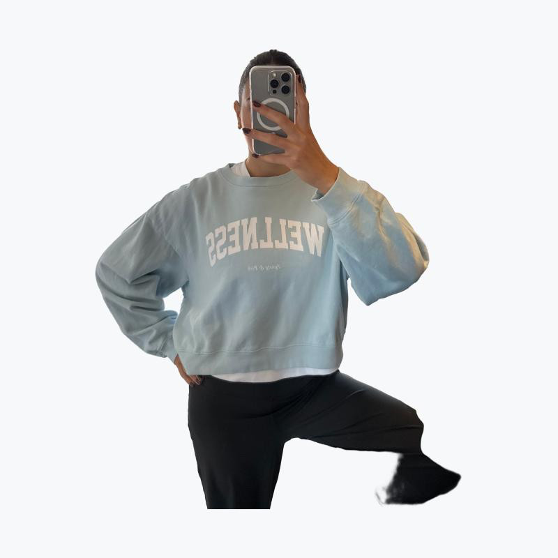 Pastel Blue Sporty And Rich Cotton Sweat Top